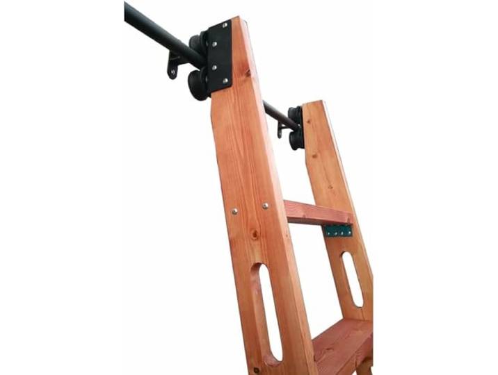CATANK Rollendes Bibliotheksleiter-Schienen-Set mit Bodenrolle, Schiebe-Scheunentor-Hardware-Set, Lagerschrank-System-Schienen-Set, Mobile Leiter-Rundrohrschiene/Schiene (Keine Leiter) (G