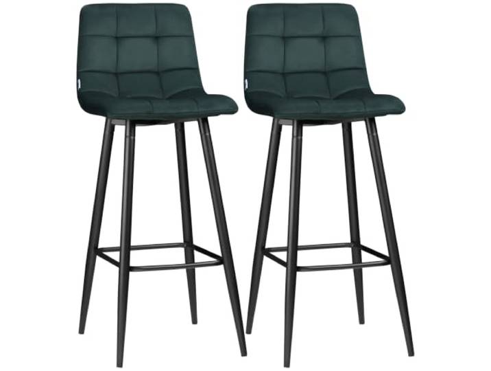 HOMCOM Barstoelen 2 stuks Gepolsterde barstoel met stalen frame Groen