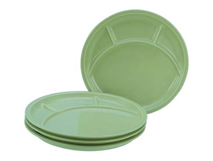 CreaTable\, 22985\, Série Universal Assiette à fondue verte\, ensemble de vaisselle de 4 pièces\, assiette à fondue en porcelaine\, convient au lave-vaisselle et au micro-ondes\, fabriqué en Europe.