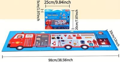 Perfect Picks Market Jumbo Fire Truck Floor Puzzle, Toddler Puzzle Toys For Kids, Firefighters Rescue Jigsaw, Ambulance Puzzle For Boys fire Truck