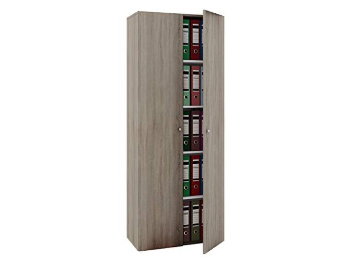 VCM Büroschrank Sonoma-Eiche 70x40x178 cm 2 Türen 5 Fächer Aktenschrank