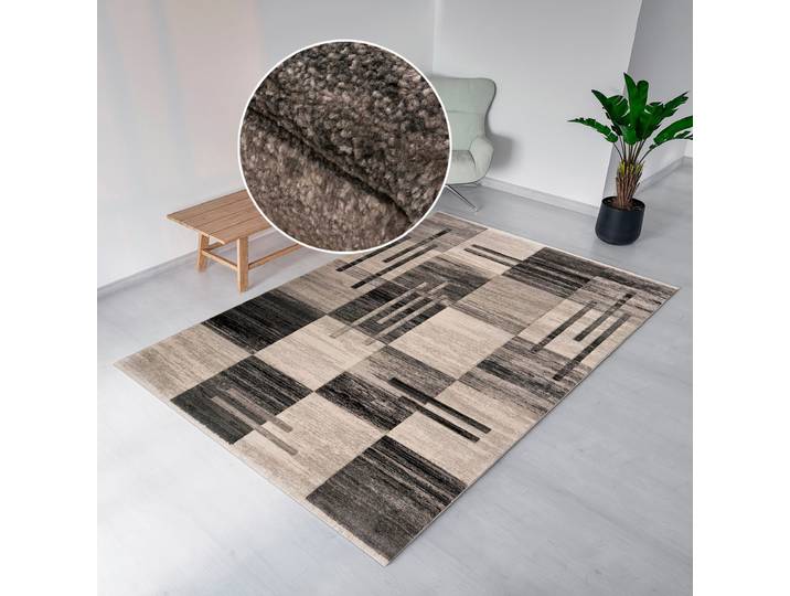 Teppich GOODPRODUCT Beliz Gr. 4, grau, B:160cm H:9mm L:230cm, Kunstfaser, Teppiche, Teppich, mit Konturenschnitt, Kurzflor, 3D-Design, mit Fransen, Wohnzimmer