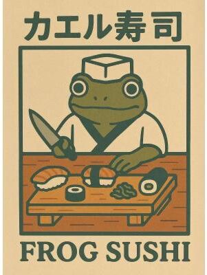 Inspired Living Japanese Frog Bathtub Wall Art Canvas, Funny Bathroom Wall Art, Japanese Frog Poster 20x30cm 4