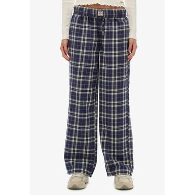 Schlafhose SUPERDRY "COTTON CHECK ELASTIC TROUSER", Damen, Gr. M, N-Gr, navy check, Jersey, Obermaterial: 100% Baumwolle, kariert, straight fit lang, Hosen Schlafhose, Baumwolle, straight fit, kariert auch zum Schlafen tragbar