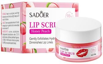 Rare Purchases Strawberry Lip Scrub By SADOER Fruit Series, Removes Dead Skin, Moisturizes, Brightens Lip Color, Soft Pink Lips peach 20g