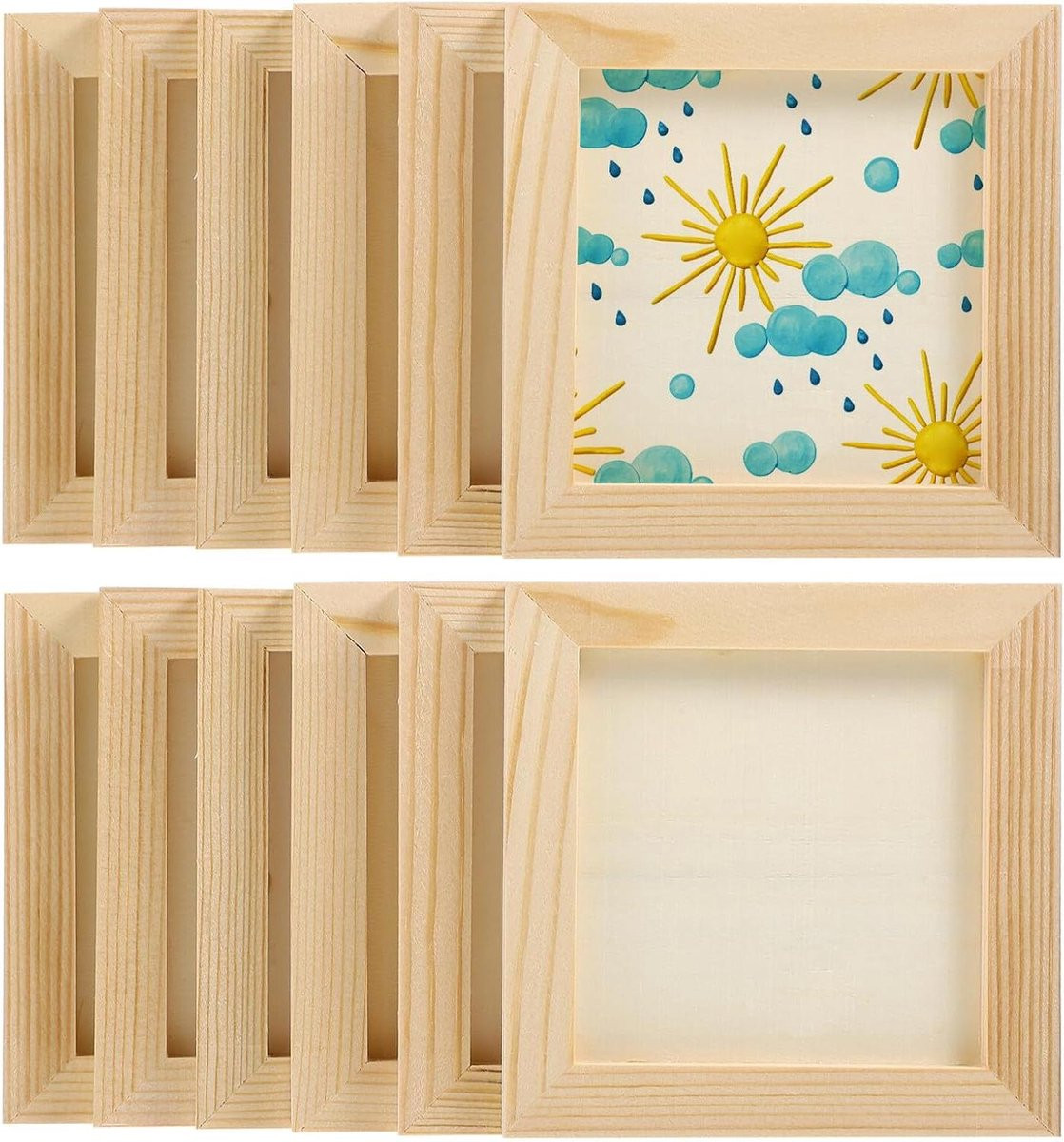 Set van 10 onafgewerkte houten fotolijsten voor hobbyprojecten in houtkleur