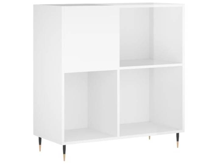 GHVBNMF Plattenschrank Vinyl Schrank 84,5x38x89 cm Hochglanz-Weiß Elegante Aufbewahrung für Alben im Wohnzimmer: Geräumige Fächer, standfeste Eisenbeine und Platz für Audio-Geräte.