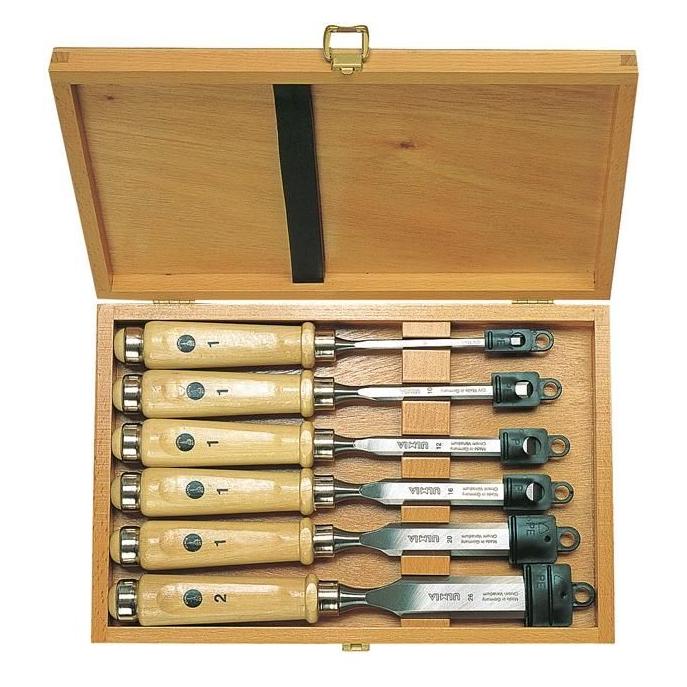 Ulmia 174HK Schnitzset Weissbuche 6-teilig im Holzkoffer (54039402)