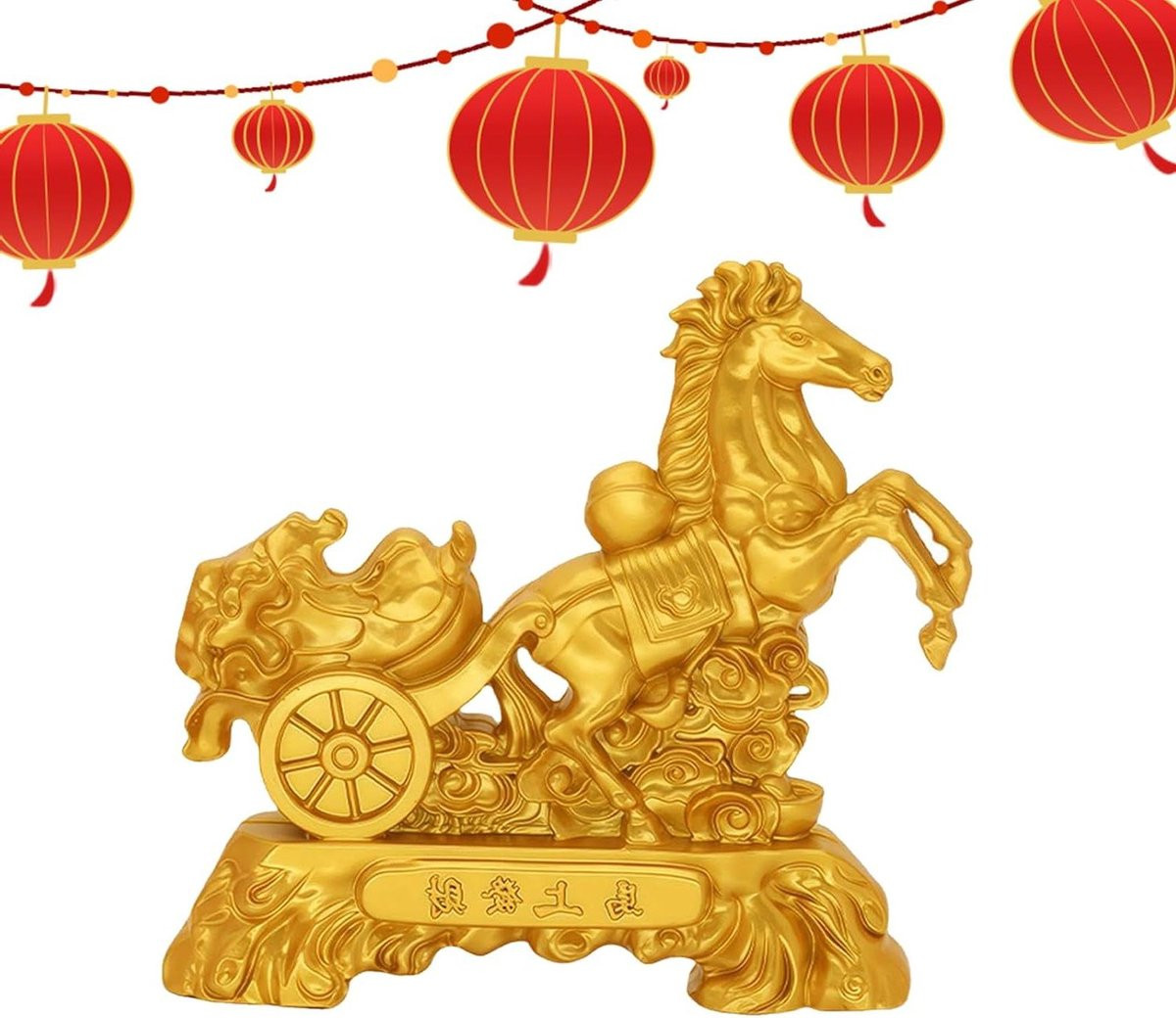 Gouden Paard Standbeeld voor Bureau Decoratie - 8,6 x 2 x 8 cm