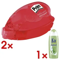 Pritt 2x Kleberoller »Refill permanent« inkl. 1x Duschgel »Joghurt & Aloe Vera«