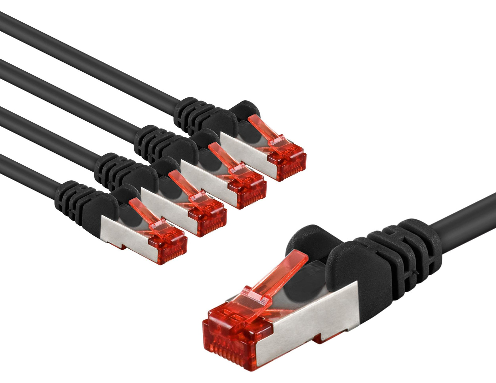 Goobay 65975 CAT6 netwerkkabel set van 5 stuks, afgeschermde S/FTP Ethernet patchkabel