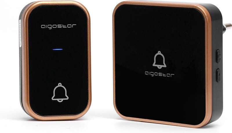 Aigostar zelfaangedreven AC draadloze deurbel - IP44 - zwart/goud