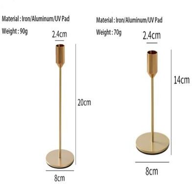 Uplift Treasures 2 Piece Gold Metal Candle Holder Set For Home Decor 2 2pcs