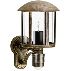 Albert Außenwandleuchte Landhausstil Vintage Typ Nr. 1834 mit Bewegungsmelder (Typ Nr. 1836), E27, Alu-Guss / klar, braun-messing matt ALB-651836