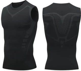 StayWell GFOUK MENIONIC Tourmaline Posture Corrector Vest For Men Ionic Shaping & Back Pain Relief Black M