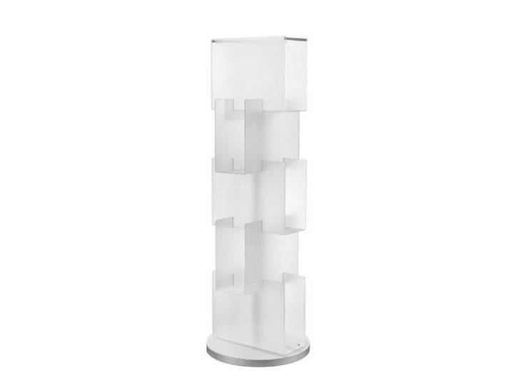 EMPORIUM bibliothèque verticale avec base pivotante BABELE (Satin transparent - Verre acrylique et MDF)