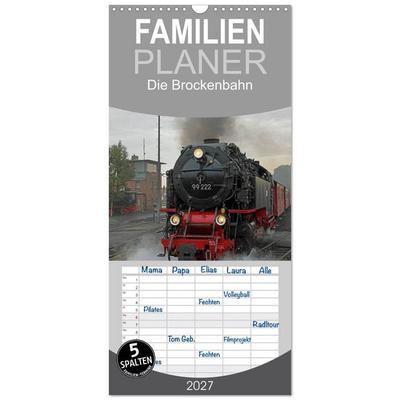 Familienplaner 2027 - Die Brockenbahn mit 5 Spalten (Wandkalender, 21 x 45 cm) CALVENDO