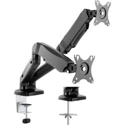 VALUE Dual LCD-Arm, Tischmontage, Gasfeder, 5 Gelenke, 12-27 Zoll, bis 2x 6,5 kg, schwarz 17.99.1163
