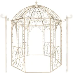 DELUKE Pavillon LIV Antik 284x263x313cm, Metall, Antik-Creme Gartenpavillon Zierpavillon Gartendeko
