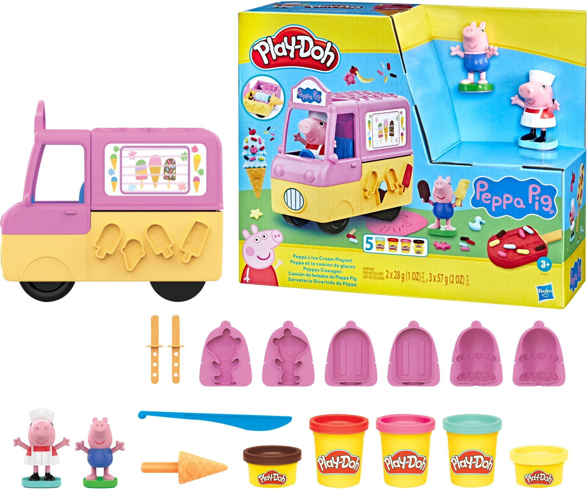 Knetform-Set HASBRO "Play-Doh Peppas Eiswagen", bunt, Kneten, Kinder, Knetform-Set