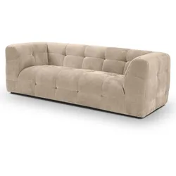 SOFA beige Strukturstoff, Couch 2,5-Sitzer 217 cm mit Steppoptik