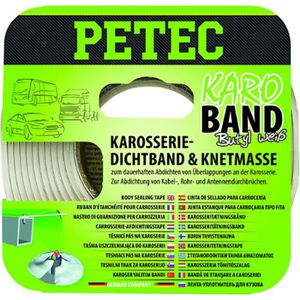 PETEC Dichtungsband Karo-Band, Karosseriedichtband, selbstklebend, wasserdicht, weiß, 20mm x 3m