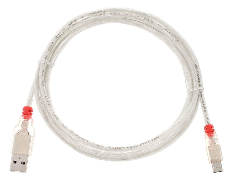 Lindy USB 2.0 Cable Typ A/Mini-B 2M trasparente