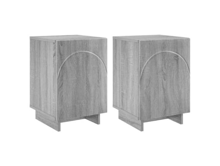 LMTYOENFG Nachttisch 2er Set Sonoma-Grau 33,5x34,5x50 cm Beistelltisch Kompaktes Schrankset für Schlafzimmer und Wohnbereich, ausgestattet mit 90-Grad-Drehtür und flexibler Aufteilung.