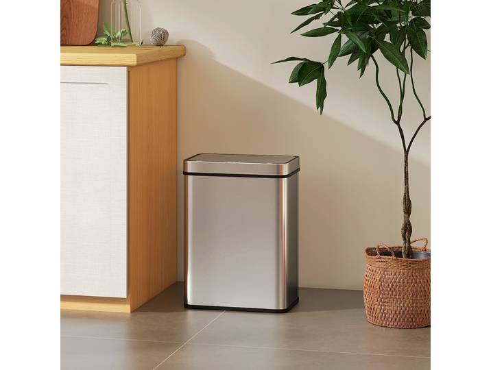 HOMCOM Poubelle Automatique 50L Acier Inox Argenté Cuisine