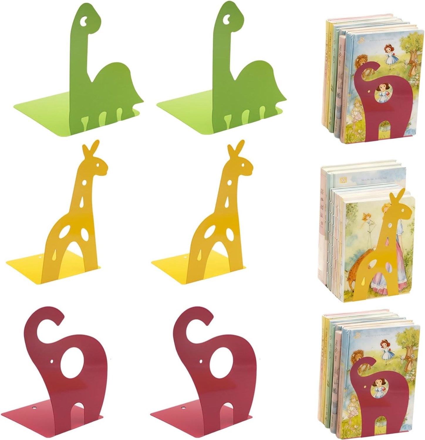 Set van 6 natuurlijke boekensteunen voor de kinderkamer