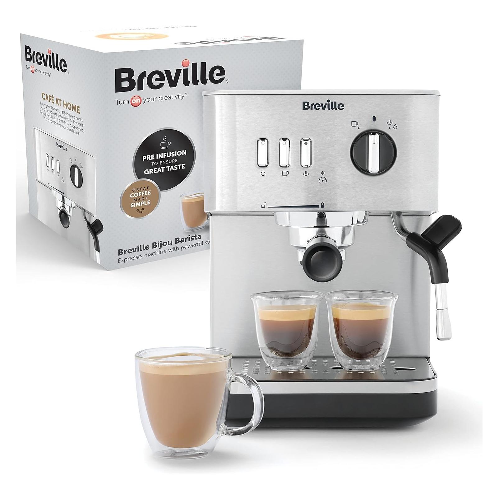 Breville Automatische Espressomaschine mit Dampfdüse für Cappuccino und Milchkaffee (VCF149X)