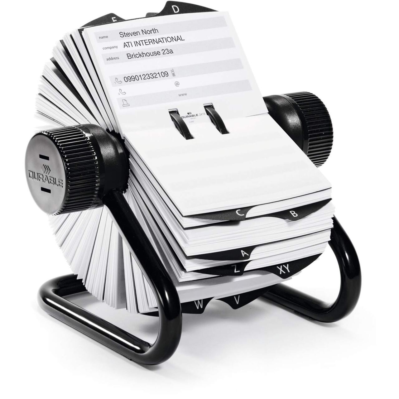 DURABLE Telefon-/Adress-Rollkartei Telindex schwarz, für 500 Adress,- Telefonkarten