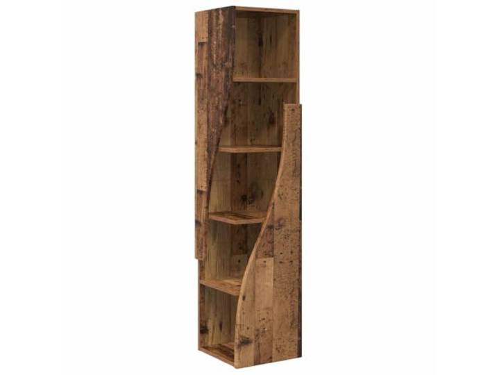 Favemtsl Eckschrank 32x32x140cm aus Holzwerkstoff 5 Regale Altholz Schmales Eckregal mit 5 Ablagen für Wohnzimmer & Schlafzimmer. Platzsparendes Design im matten Altholz-Look.