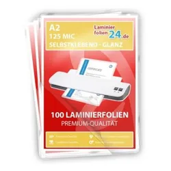 selbstklebende Laminierfolien A2, 2 x 125 Mic, glänzend