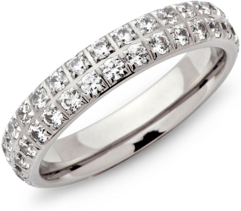 Unique Edelstahlring komplett mit Zirkonia besetzt silber