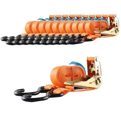 Baumarktplus 10x Spanngurt 2-tlg Profi Ratschen Zurrgurt 5m 800kg Orange Ladungssicherung reißfest