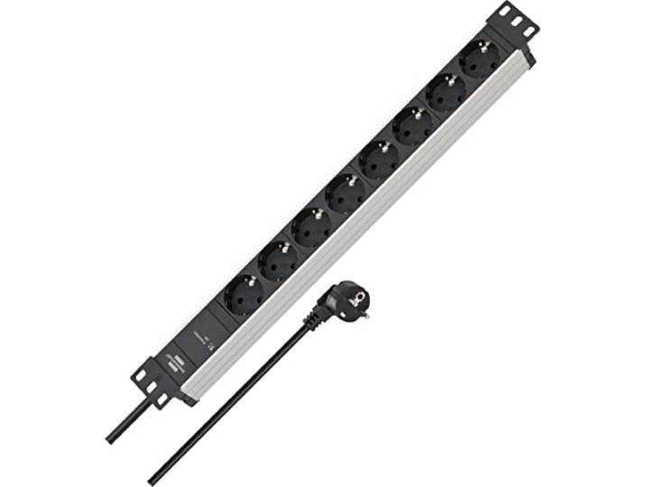 Brennenstuhl Alu-Line Bloc multiprise 8 Prises avec parasurtenseur (multiprise 19\ et câble de 2 m) Argenté/Noir