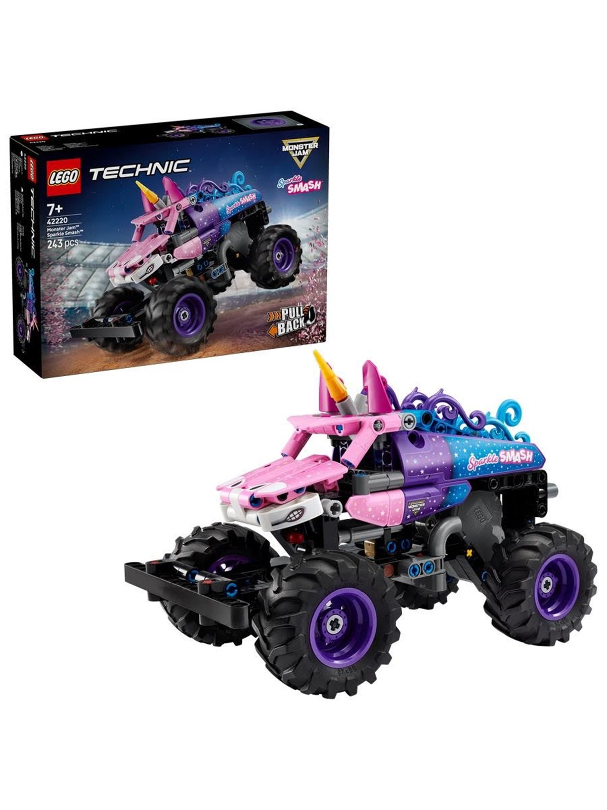LEGO Technic 42220 Monster Jam Sparkle Smash mit Rückziehmotor