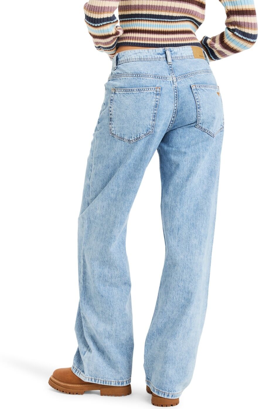 Straight-Jeans ROXY "Milla Wide Leg Regular Beau", Damen, Gr. 27S, blau (beau blau), Obermaterial: 100% Baumwolle., Jeans Straight-Jeans beau blau 27S