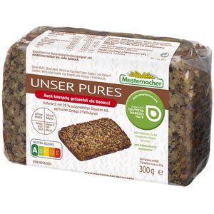 Mestemacher Brot Unser Pures Haferbrot, vegan & laktosefrei, geschnitten, 300 g