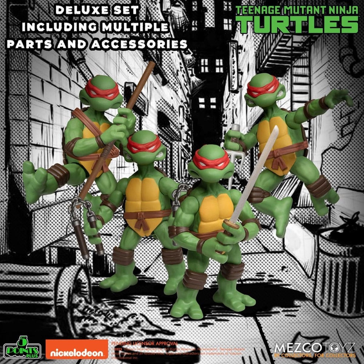 Mezco Toys Teenage Mutant Ninja Turtles Deluxe Set Actionfiguur, 8 cm
