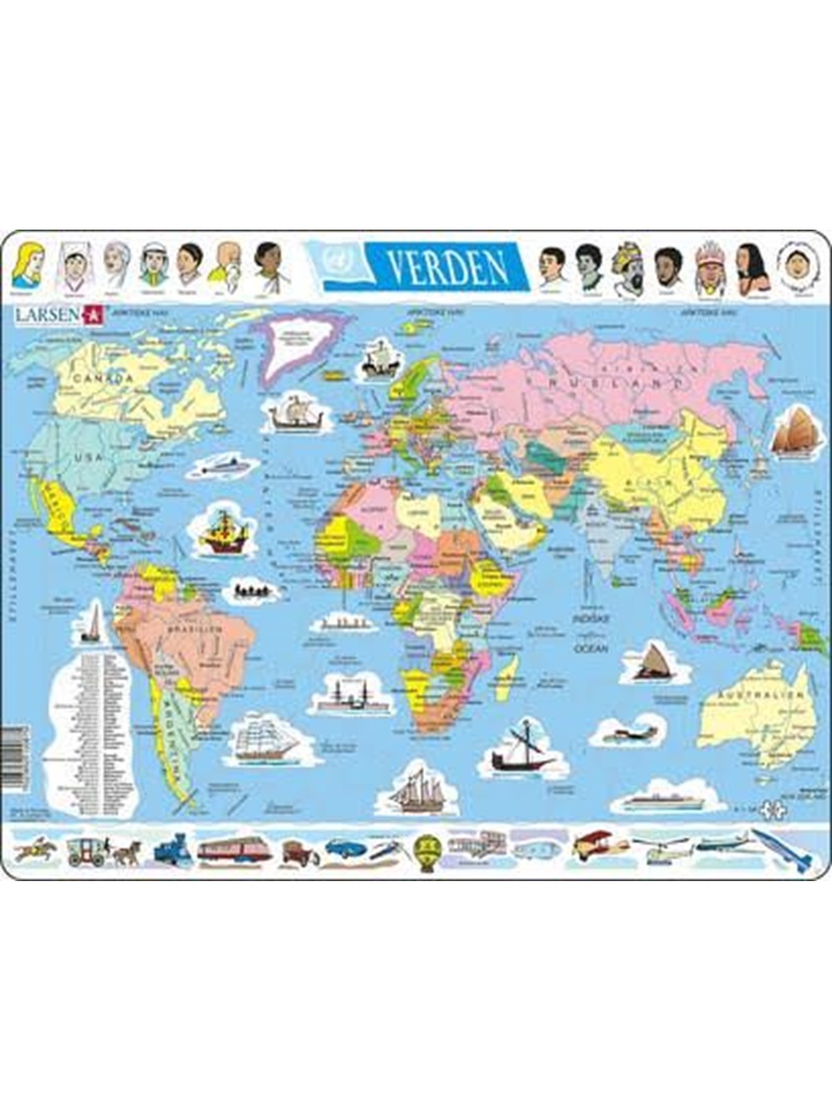 Larsen Puzzles Puzzle World Politics - 107 pieces Maxi (36.5x28.5 cm) 2D Puzzles