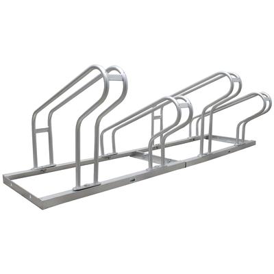 Baumarktplus Fahrradständer für 4 Fahrräder höhenversetzt 140x45 cm Stahl feuerverzinkt 2x2 Bodenparker in grau