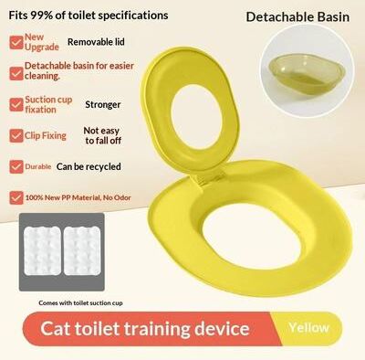 Uplifted Finds Reusable Plastic Cat Toilet Training Kit yellow