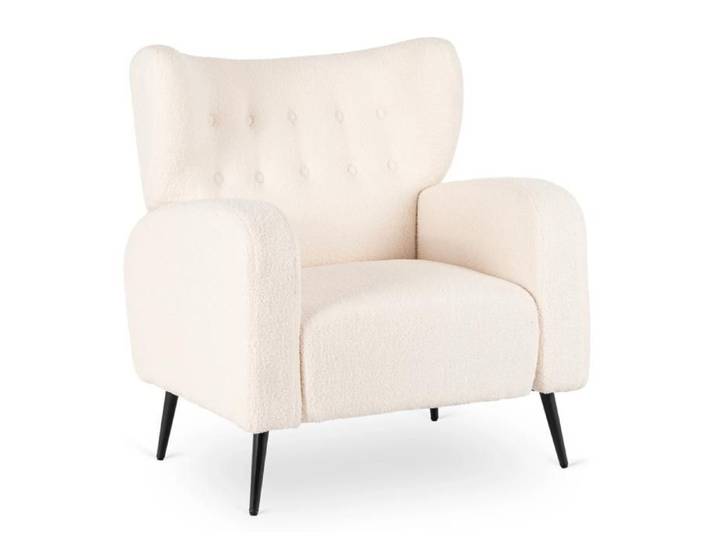 Fauteuil lounge moderne NICO en bouclette crème