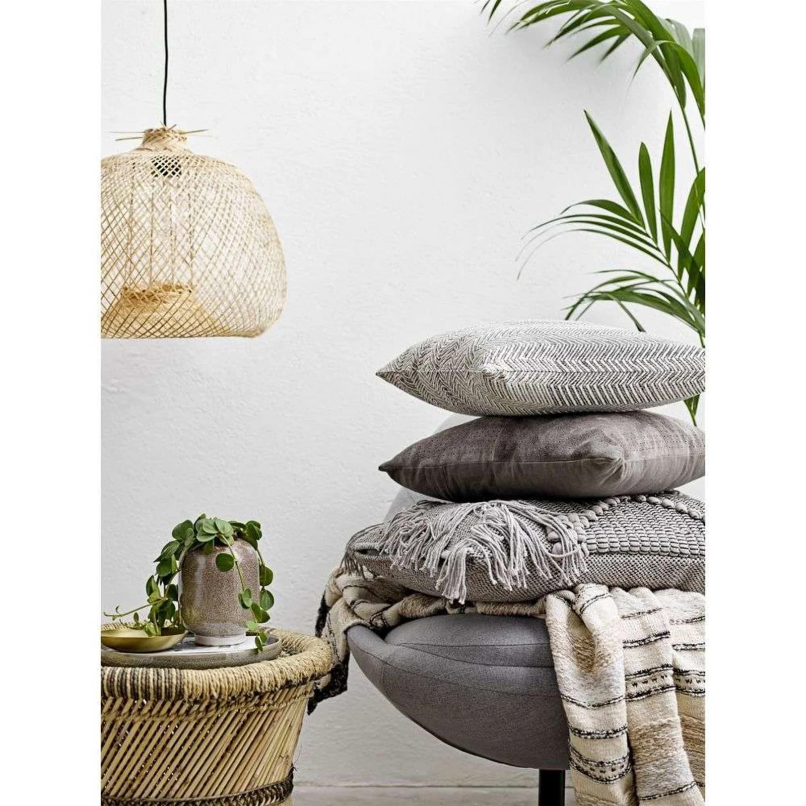 Bloomingville Rodi Hanglamp Bamboe en Metaal - Bruin - Diameter: 42 cm