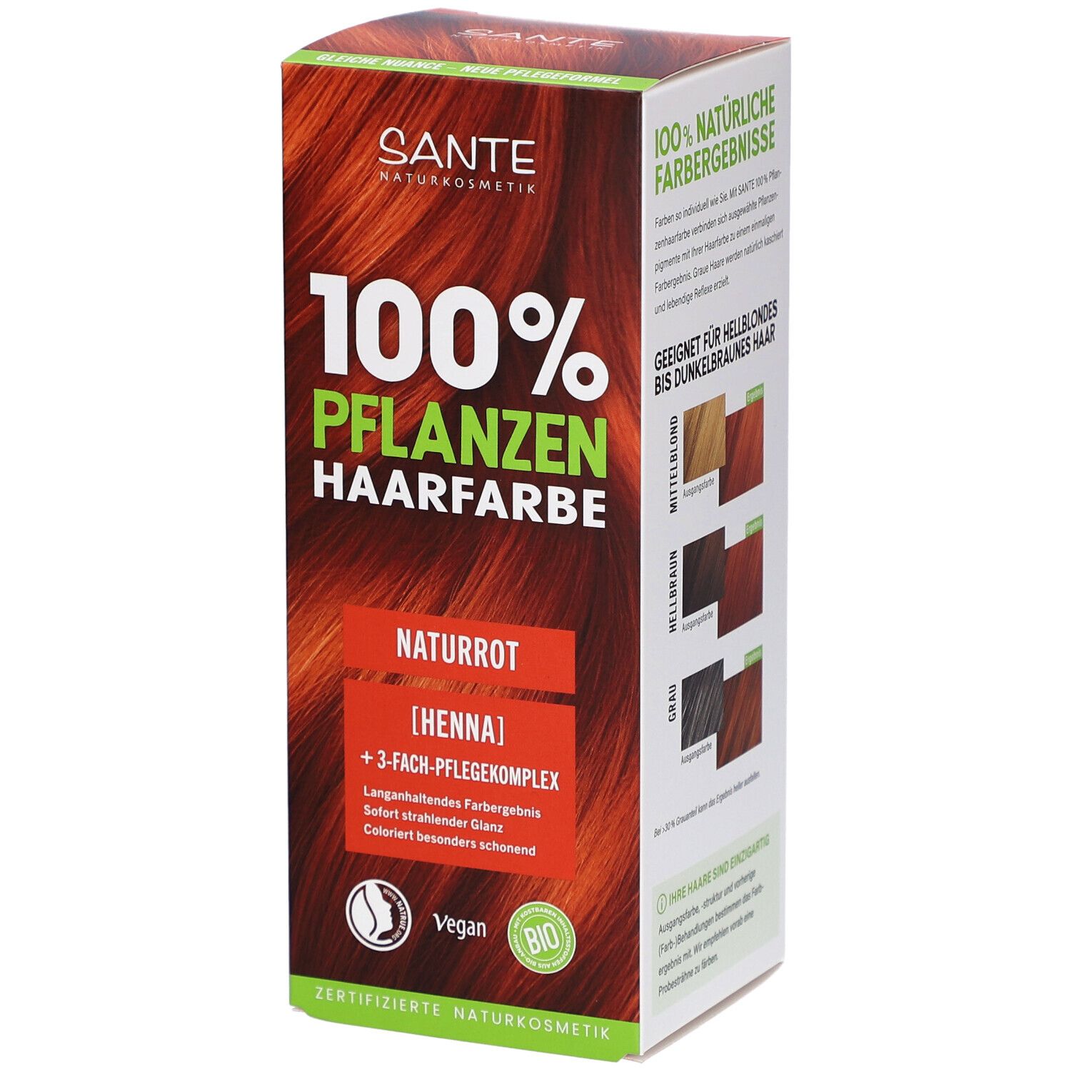 100% Pflanzenhaarfarbe mit 3-Fach Pflegekomplex naturrot 06 100 g Pulver