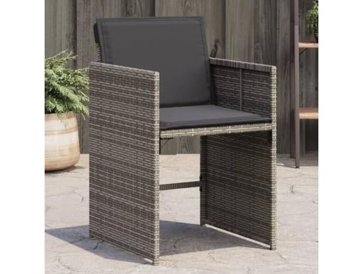 DYRJDJWIDHW Polyrattan klappbar 4er Set Grau Gartenstühle mit Kissen 4 Stk. Grau Poly Rattan, klappbare Hochlehner Sessel Set mit waschbaren Sitzauflagen, wetterfestes