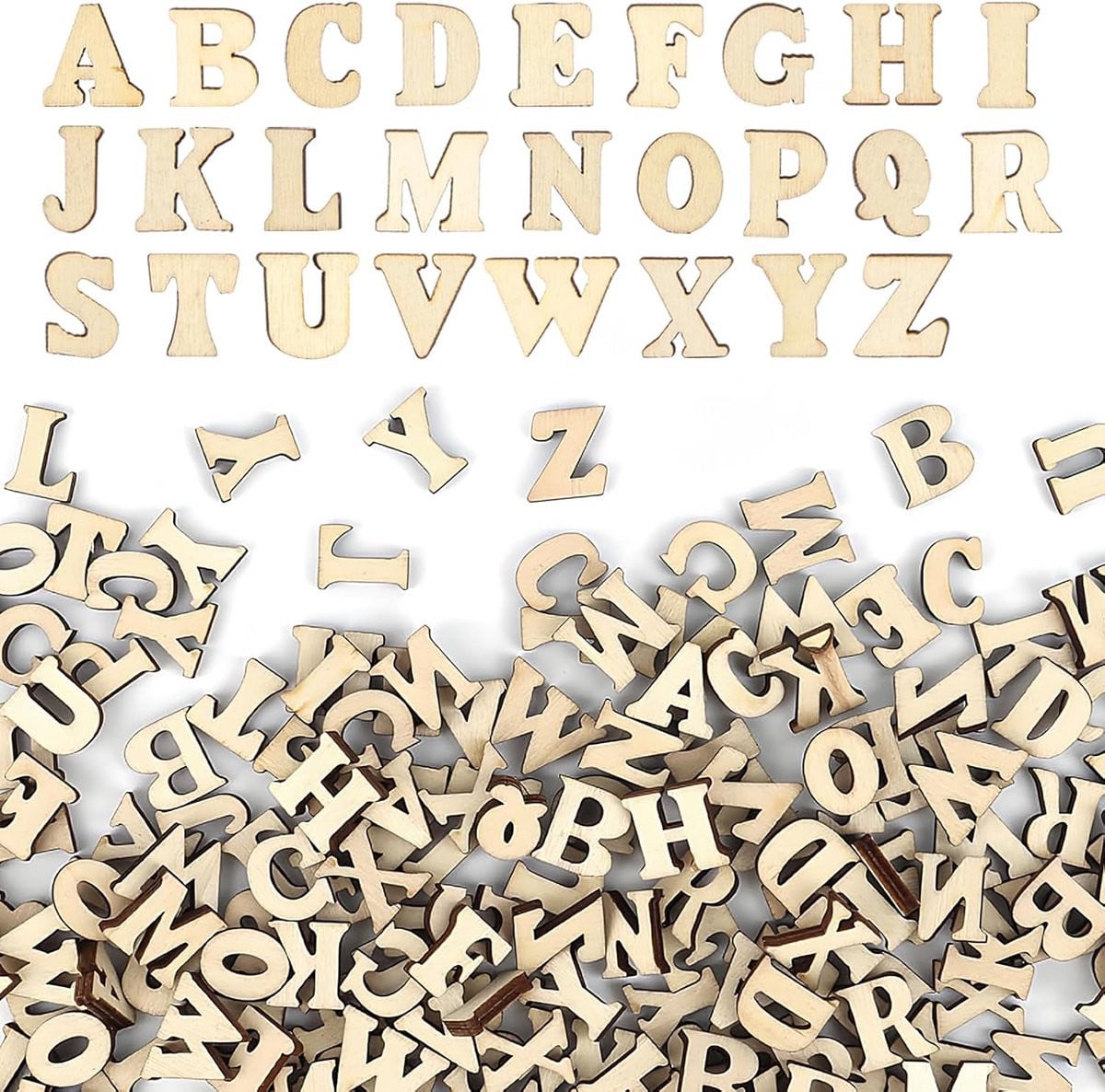 Houten Letters Natuurlijk Onbewerkt 15 mm - 208 Stuks voor Creatief Knutselen en Lettertypografie