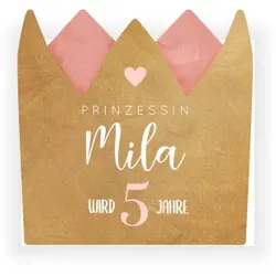 Einladungskarte Geburtstag: Krone in Rosa